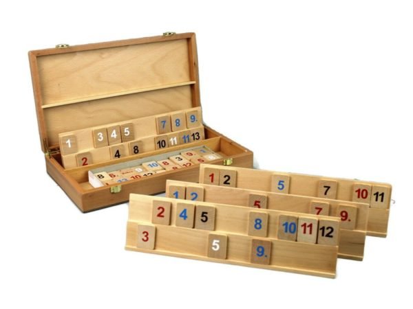 Wooden rummy set with wooden box