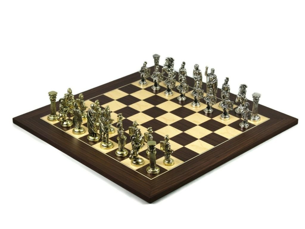 roman empire metal chess set macassar board