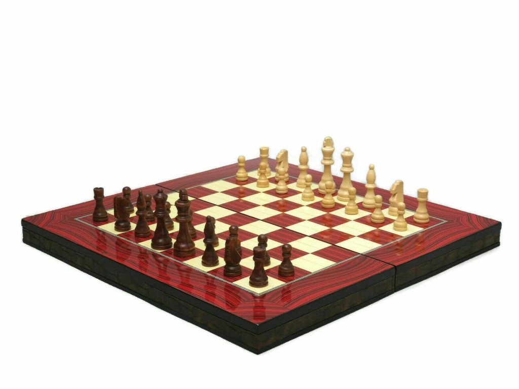 chess and backgammon set red elegance