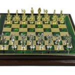 Metal Range Wooden Framed Chess Set Emerald Green 13″ – 303G
