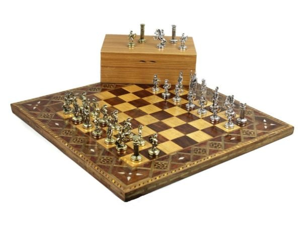 timber metal Chess set roman metal chess pieces