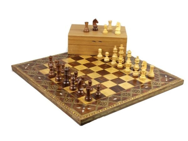 Premium Range Timber Chess Board 18" With German Staunton Wooden Pieces 3" - CWMD18" - Image 3