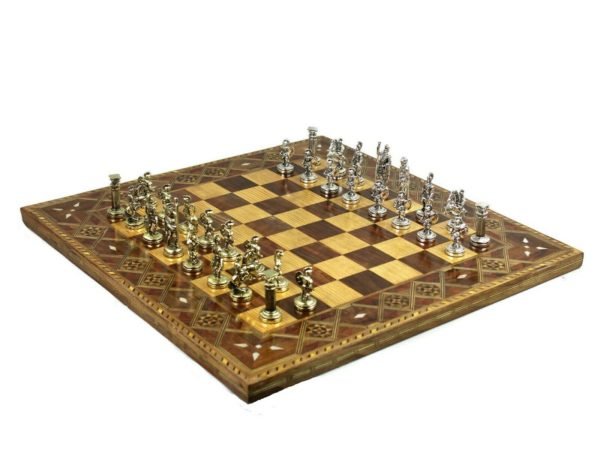 Premium Range Chess Board With Metal Pieces "Timber" - CWMD18" - Image 2