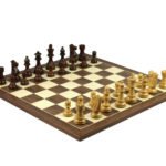 Economy Range Wooden Chess Set Walnut Board 16″ Weighted Sheesham French Knight Pieces 3″
