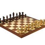 Economy Range Wooden Chess Set Mahogany Board 16″ Weighted Sheesham French Knight Pieces 3″
