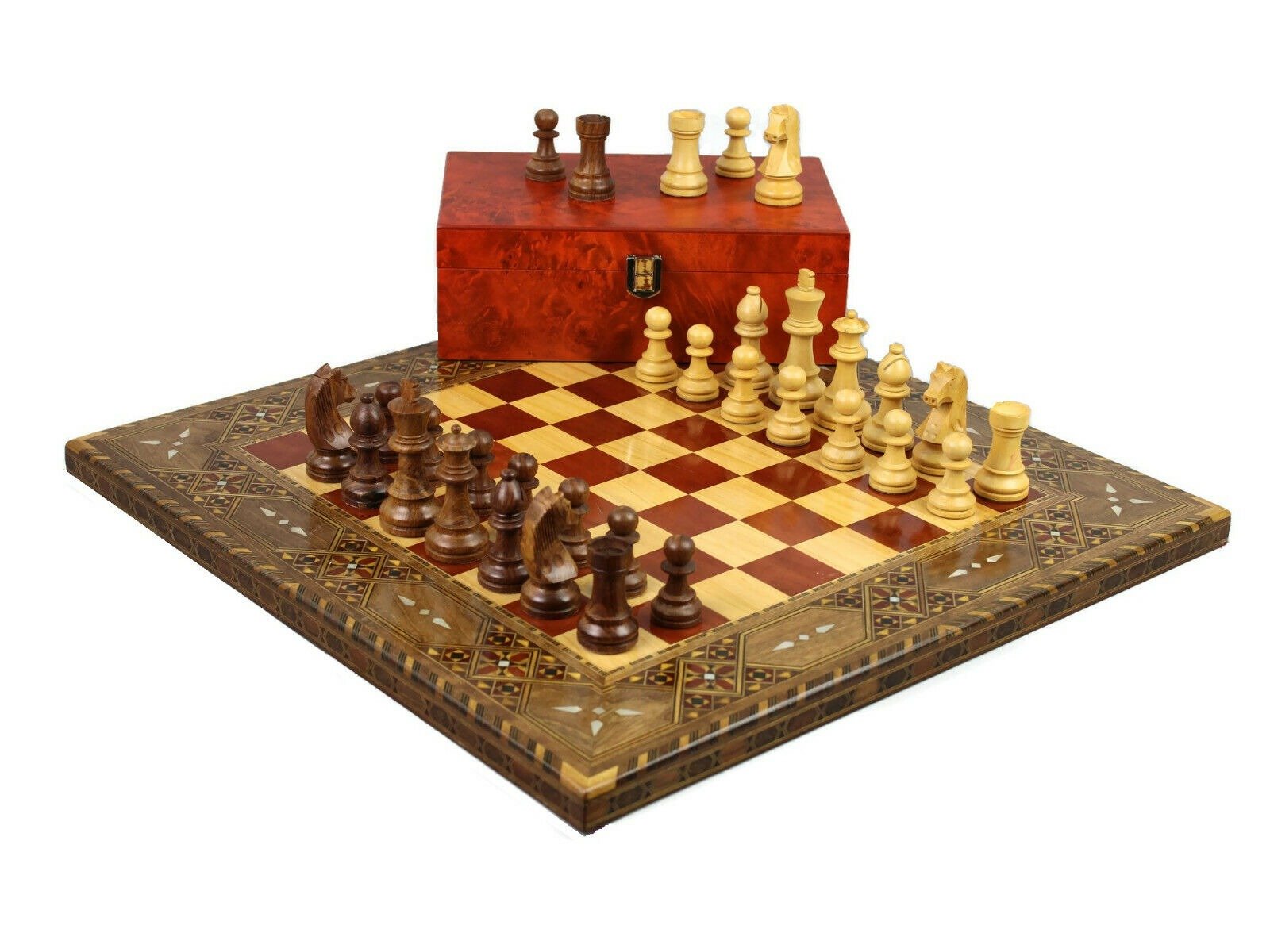 Premium Range Solar Chess Board With German Staunton Wooden Pieces 3" - CRWL17" - Image 2