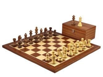 Executive Range Wooden Chess Set Mahogany Board 20″ Weighted Sheesham German Staunton Pieces 3.75″