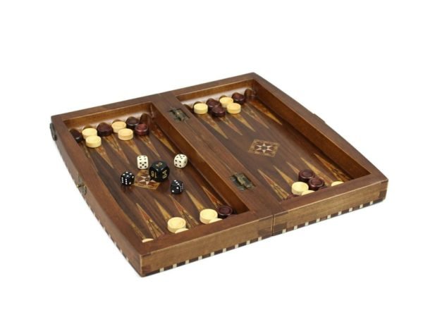 hand carved wooden backgammon board inside