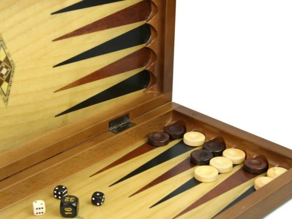 handcarved wooden backgammon board