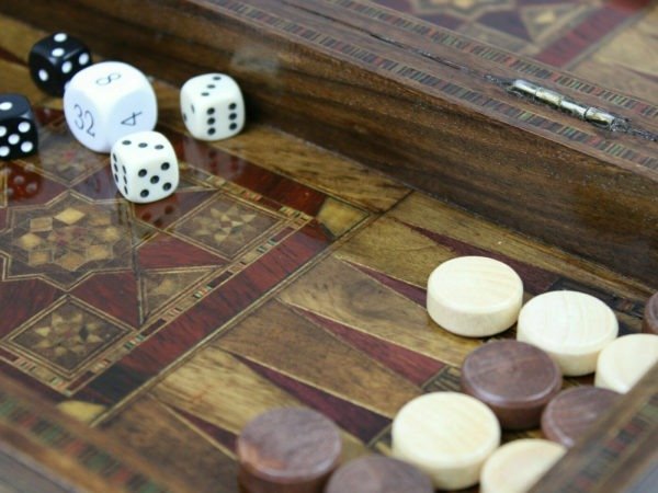 inside handmade backgammon board