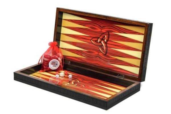 red elegance backgammon board inside