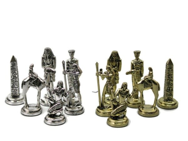 Egyptian chess pieces brass and nickel