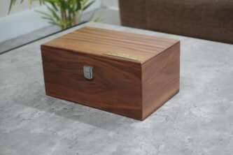Large Walnut Chess Box Large Metal Clasp 4.25 Inch