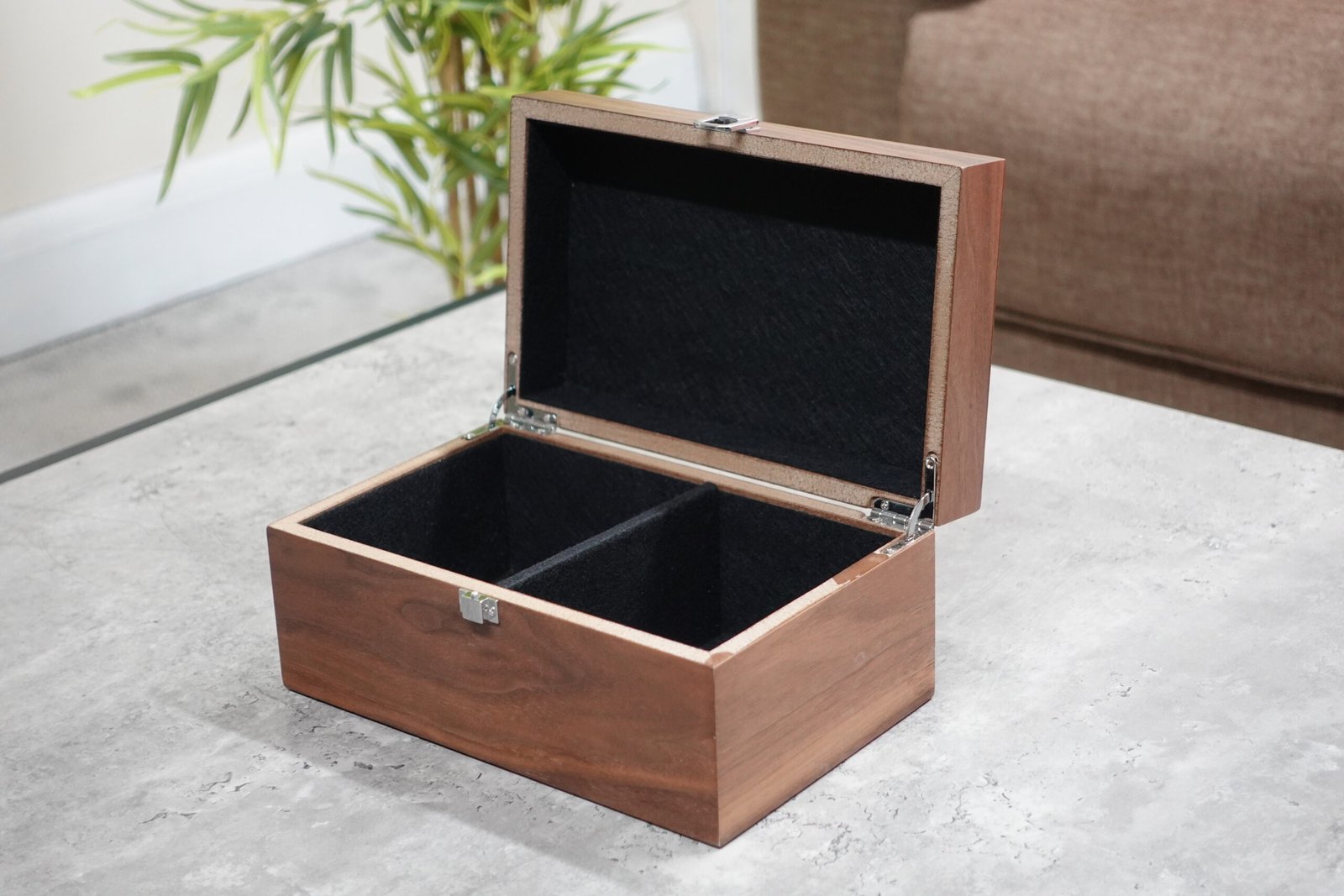 Large Walnut Chess Box Large Metal Clasp 4.25 Inch - Image 2