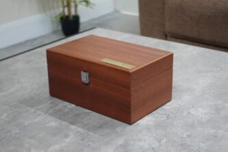 Large Mahogany Chess Box With Metal Clasp 4.25 Inch