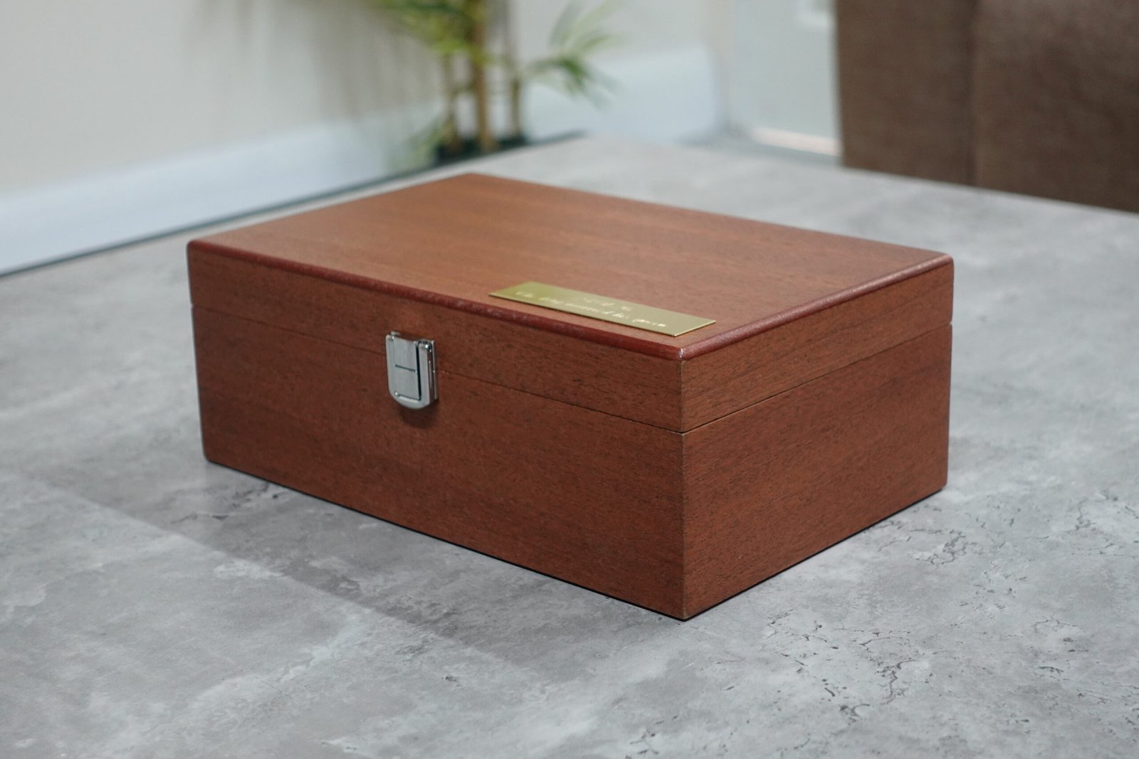 Mahogany Chess Box With Metal Clasp 3.75 Inch