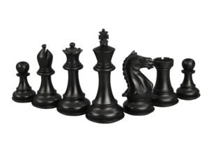 ebonised fierce knight Staunton chess pieces