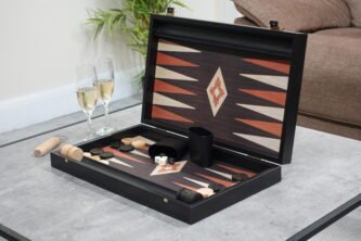 Manopoulos Wenge & Oak Backgammon Set 23 Inch with Storage Racks