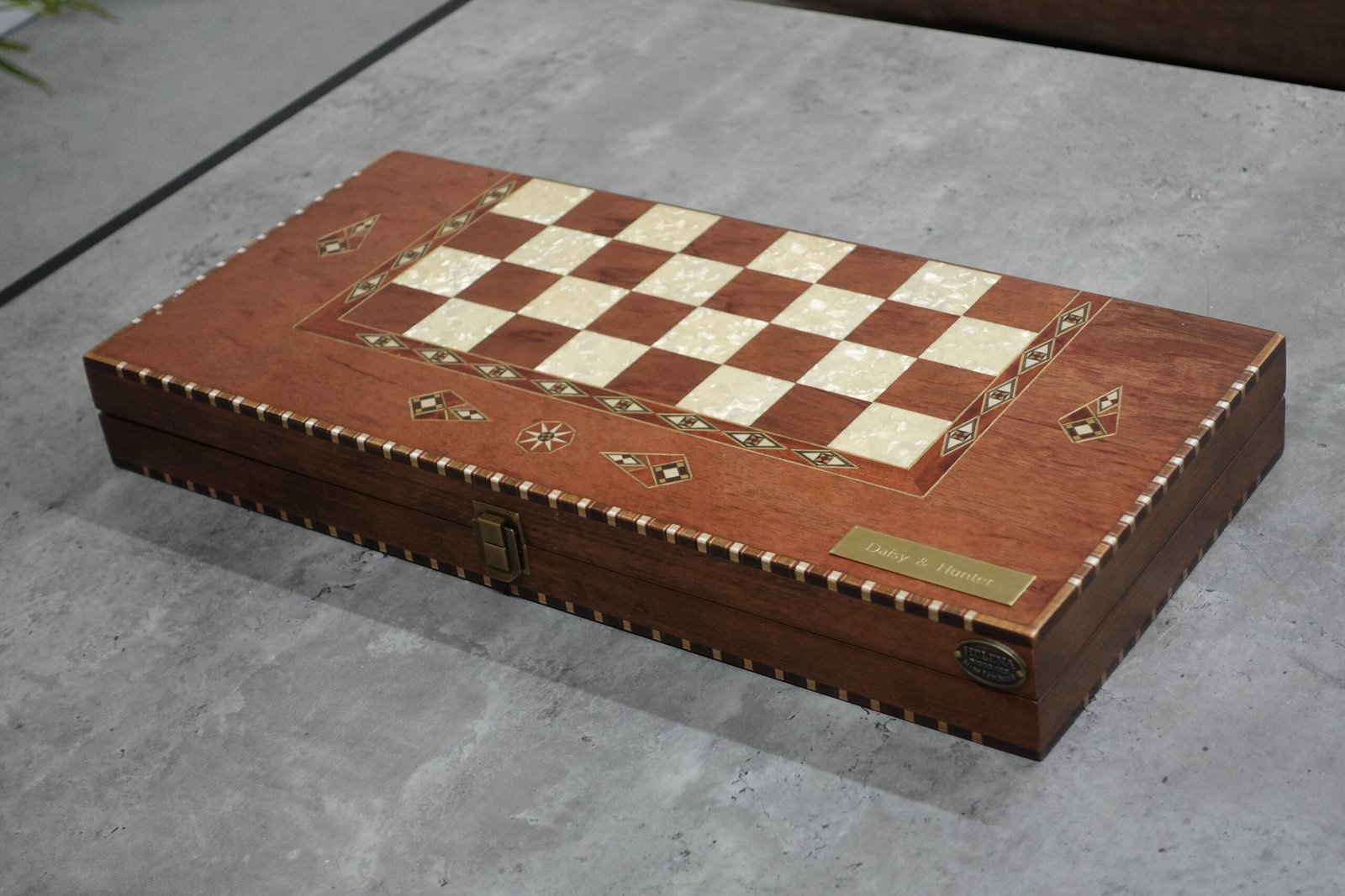 Helena Rural Rosewood Mother of Pearl Backgammon Set 20 Inch