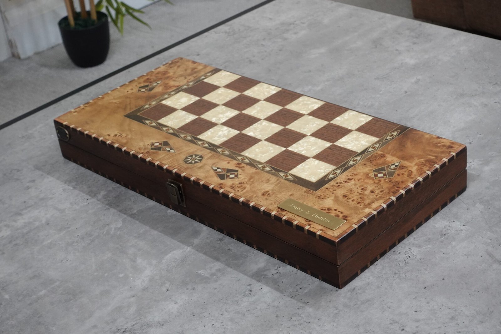Helena Rural Bird Eye Maple Mother of Pearl Backgammon Set 20 Inch