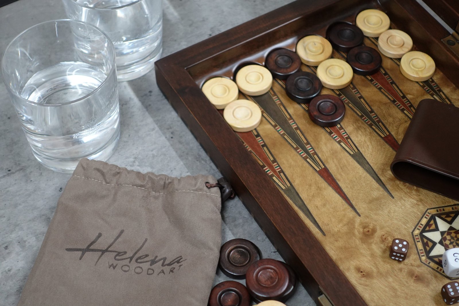 Helena Rural Bird Eye Maple Mother of Pearl Backgammon Set 20 Inch - Image 6