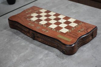 Helena Carved Mother of Pearl Rosewood Backgammon Set 20 Inch