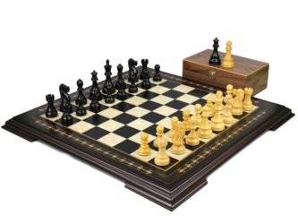 Premium Range Helena Chess Set Ebonywood 17″ Weighted Ebonised German Staunton Chess Pieces 3″