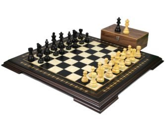Premium Range Helena Chess Set Ebonywood 20″ Weighted Ebonised French Knight Staunton Chess Pieces 3.75″