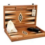 Executive Range Manopoulos Backgammon Set “Mahogany”- 23″  Storage Racks Included