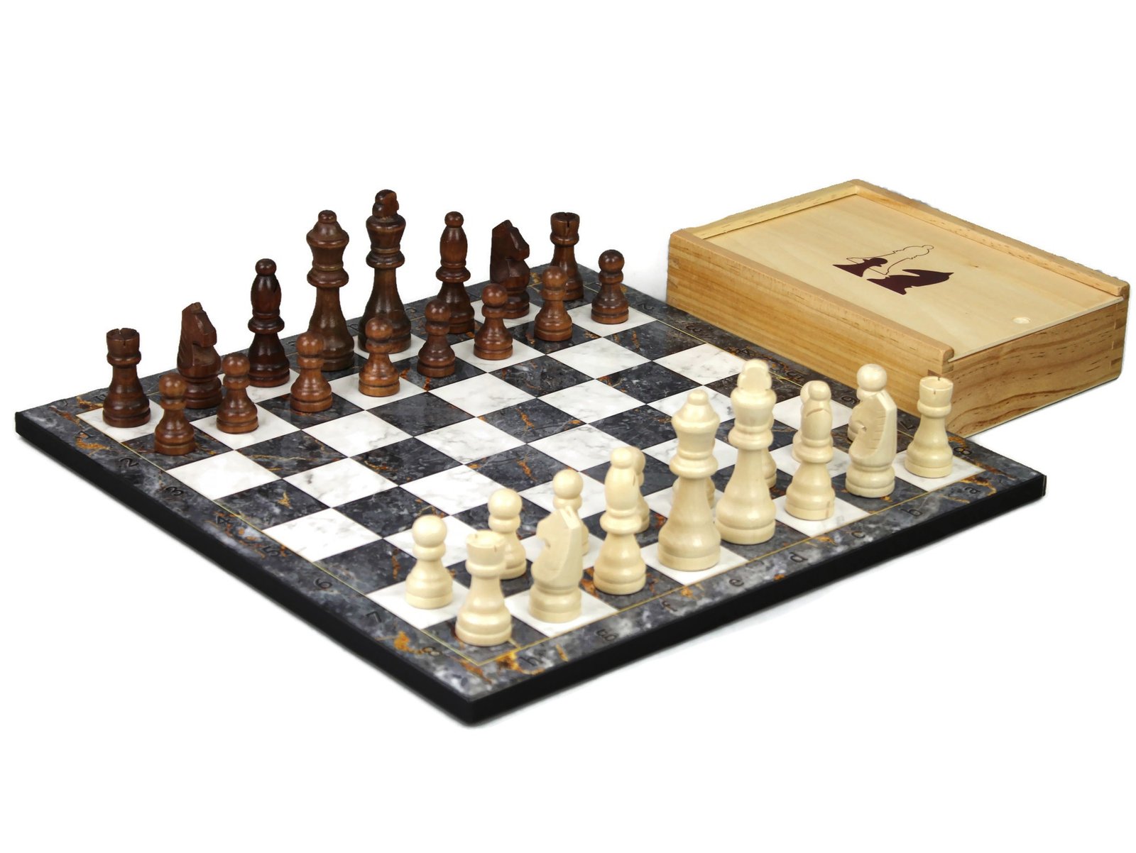 grey marble chess set