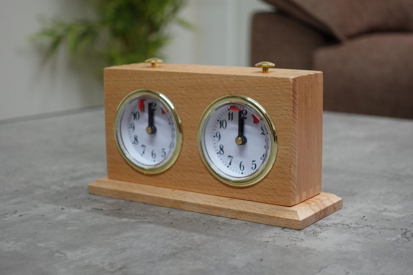 Natural Turnier Analog Wood Chess Clock With Stand