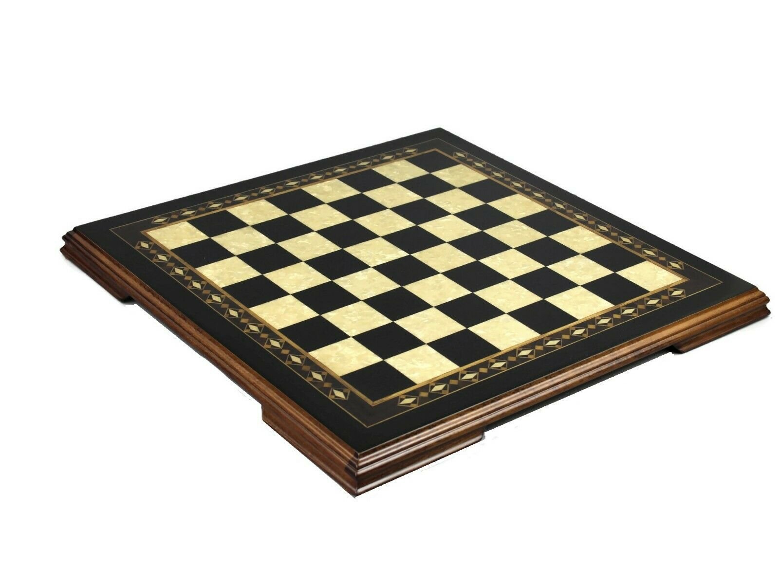 mother of pearl elevated chess board helena black