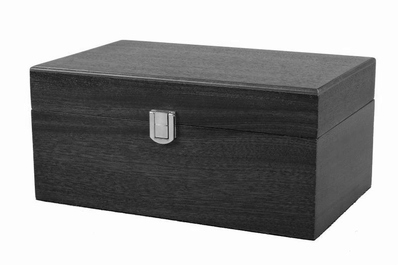 wooden black chess storage box for staunton chess pieces