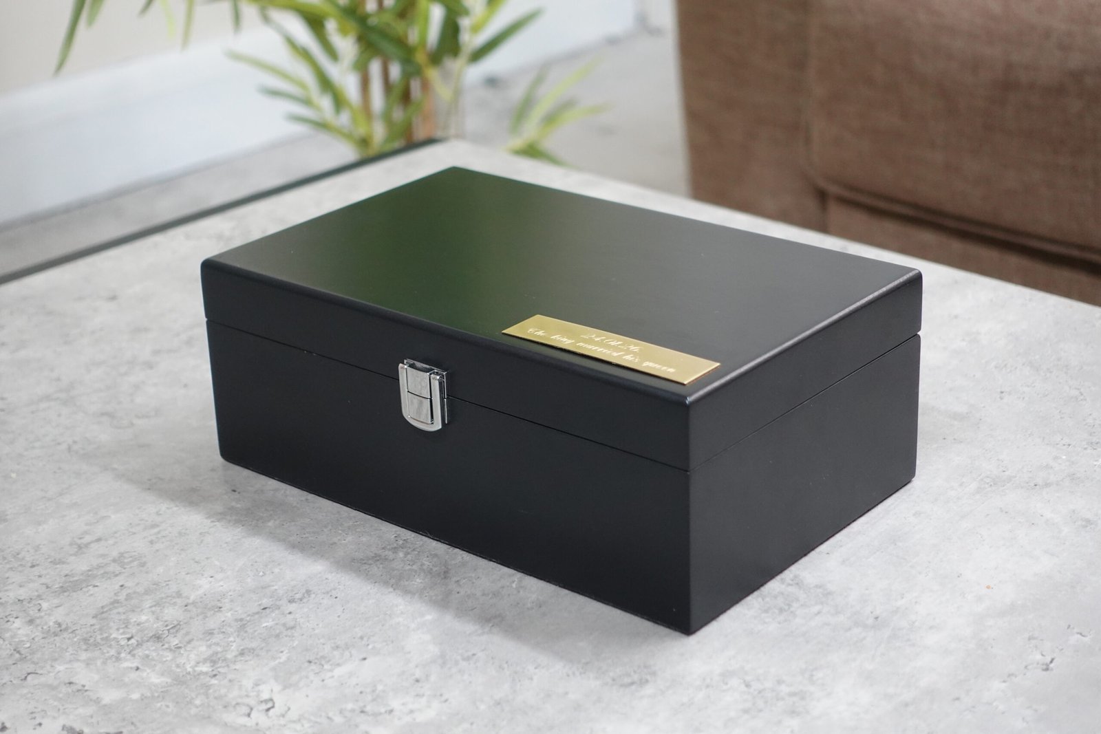 Ebony Chess Box With Metal Clasp 3.75 Inch