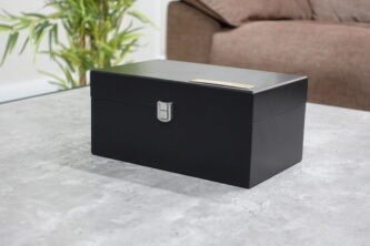 Large Ebony Chess Box With Metal Clasp 4.25 Inch