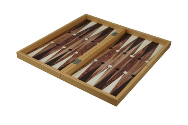 inside American walnut backgammon board