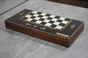 Helena Rural Ebony Mother of Pearl Backgammon Set 20 Inch