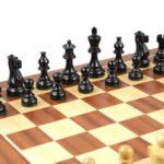 Economy Range Wooden Chess Set Mahogany Board 16″ Weighted Ebonised Classic Staunton Pieces 3″