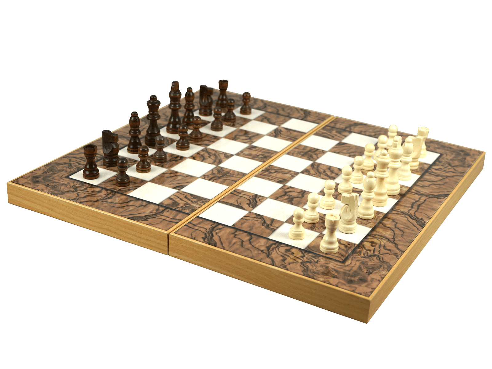 Medieval Theme Metal Chess Set with Blue Ash Burl Chess Board