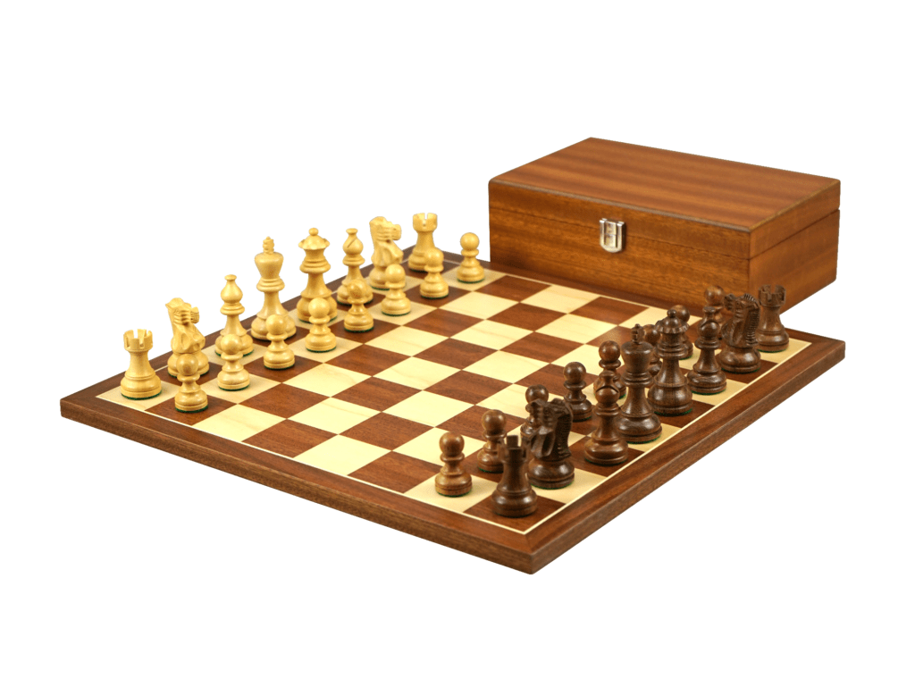 Mahogany Chess Set 16 Inch With Flat Chess Board and Weighted Sheesham Classic Staunton Chess Pieces 3 Inch