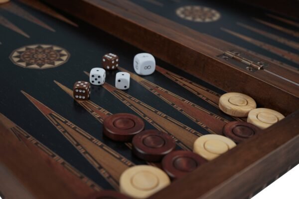 open backgammon board ebony