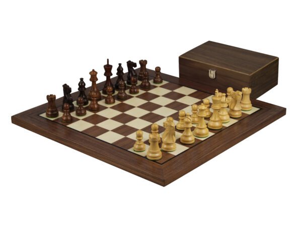Walnut Chess Set 20 Inch With Helena Flat Chess Board and Weighted Sheesham Atlantic Classic Staunton Chess Pieces 3.75 Inch