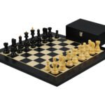 Staunton Range Helena Flat Board Chess Set Ebonywood 20″ Weighted Ebonised Zagreb Staunton Chess Pieces 3.75″