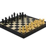 Staunton Range Helena Flat Board Chess Set Ebonywood 20″ Weighted Ebonised Atlantic Classic Staunton Chess Pieces 3.75″