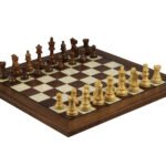 Staunton Range Helena Mother of Pearl Flat Board Chess Set Walnut 20″ Weighted Sheesham Atlantic Classic Staunton Chess Pieces 3.75″