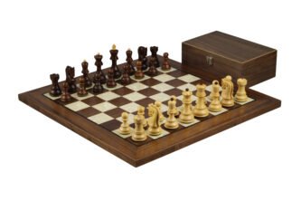 Staunton Range Helena Mother of Pearl Flat Board Chess Set Walnut 20″ Weighted Sheesham Zagreb Staunton Chess Pieces 3.75″