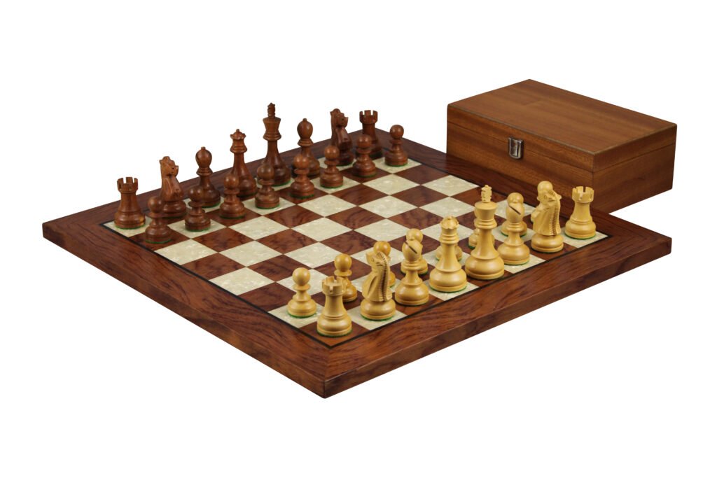 Rosewood Chess Set 20 Inch With Helena Mother of Pearl Flat Chess Board and Weighted Sheesham Reykjavik Staunton Chess Pieces 3.75 Inch