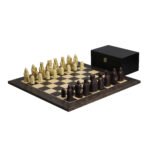 Isle of Lewis II Ivory & Brown Resin Chess Pieces 3.5″ With Tiger Ebony Chess Board 20″