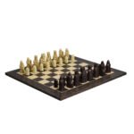 Isle of Lewis II Ivory & Brown Resin Chess Pieces 3.5″ With Tiger Ebony Chess Board 20″