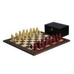 Isle of Lewis I Ivory & Red Resin Chess Pieces 3.5″ With Macassar Chess Board 20″